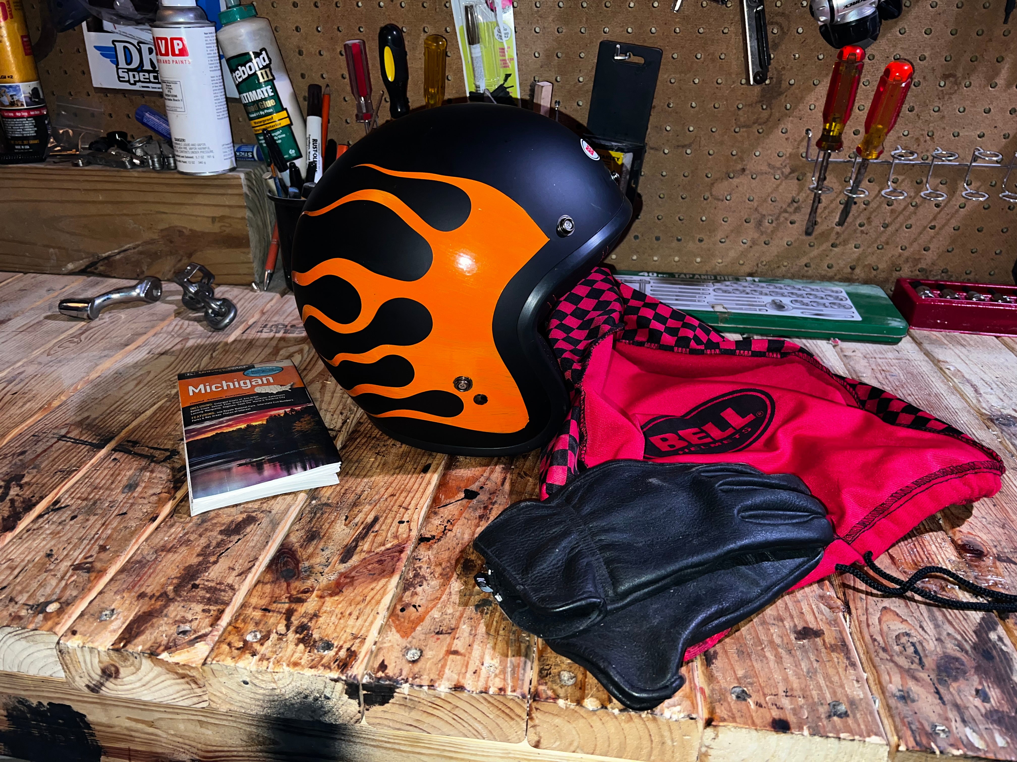 Bell Helmet with Hand Painted Flames – Chasing Freedom