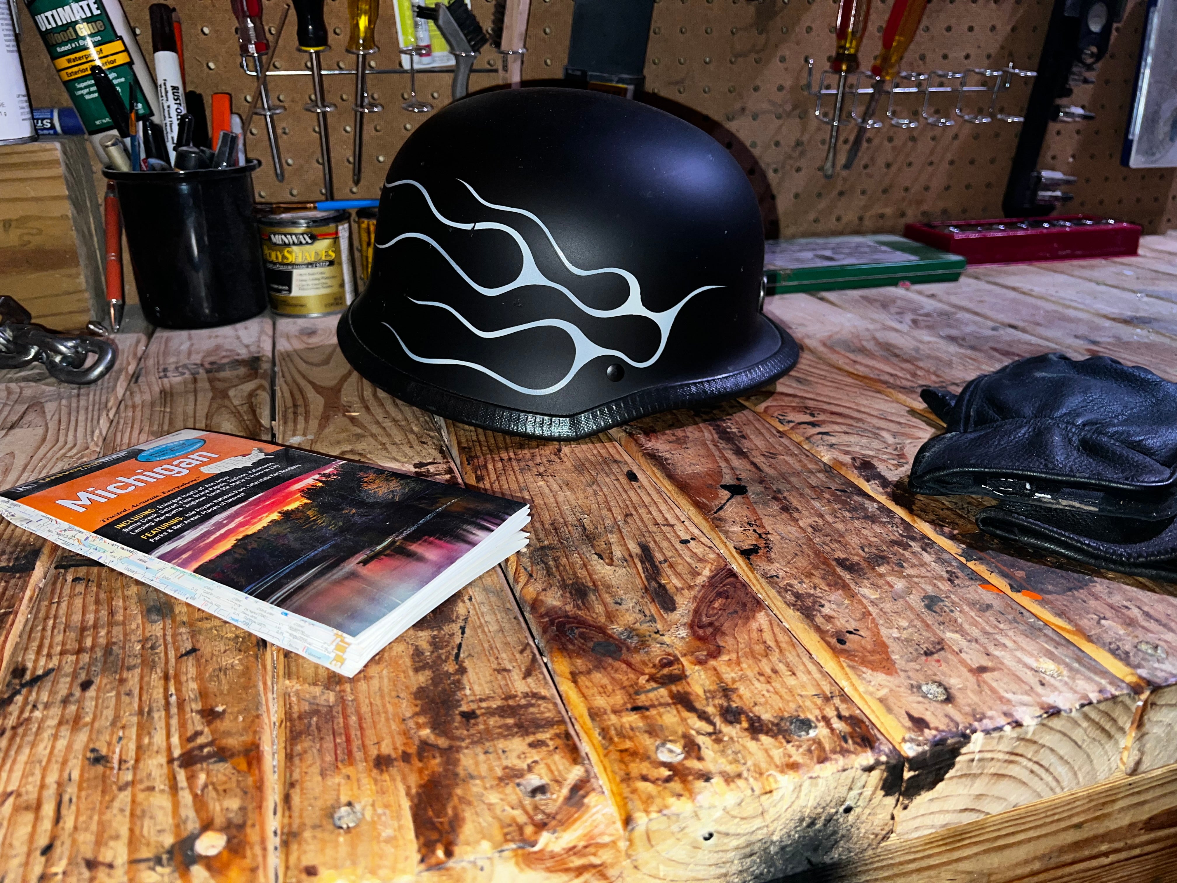 Helmet with Hand Painted Flames – Chasing Freedom
