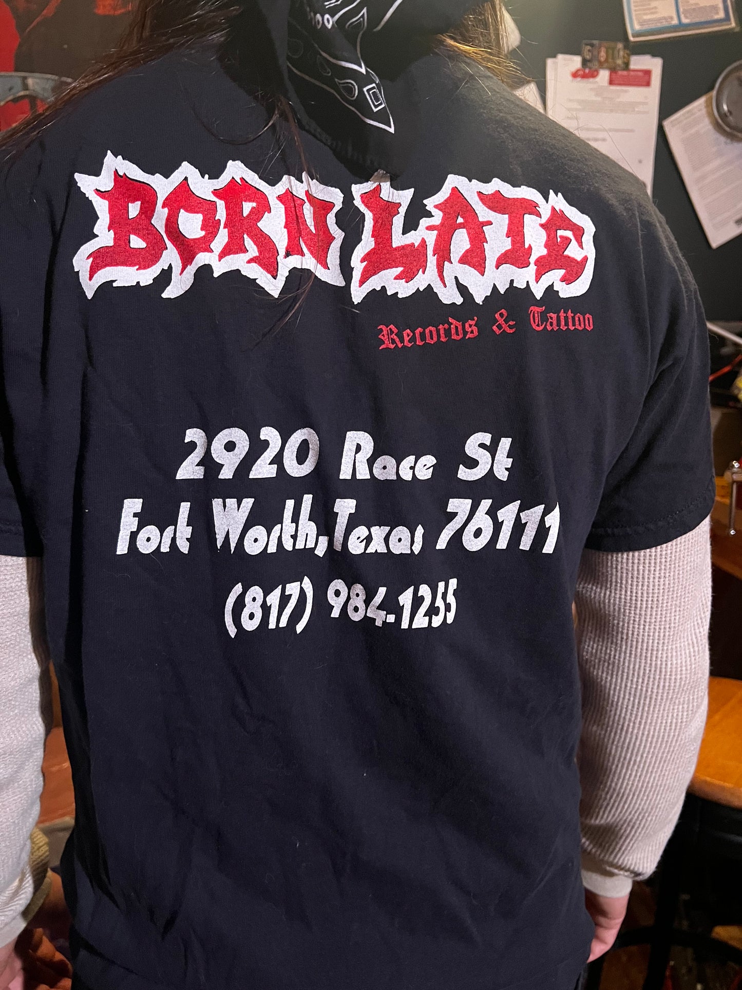 Born Late Records & Tattoo Black T-Shirt