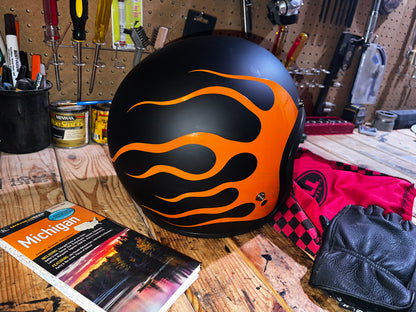 Bell Helmet with Hand Painted Flames